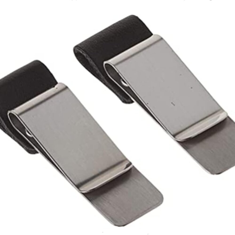 2PCS Pen Loop Traveler Notebook Leather Pen Holder with Stainless Steel Clip Bla